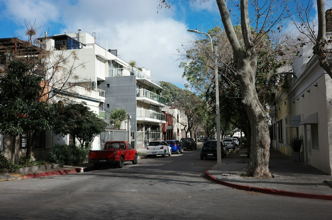 Narrow residential street in a South American neighborhood