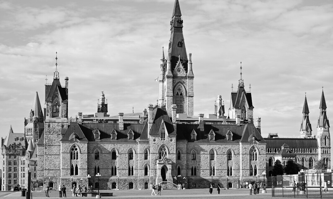 ottawa parliament at dusk